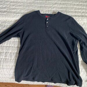 Black Men's Medium Waffle Shirt Sleepwear PJ's